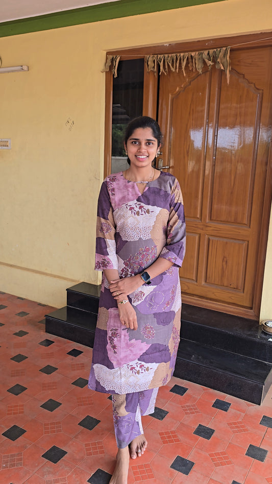 Premium Vatican Cotton Printed Coord Set (Without Lining)-College/Office wear