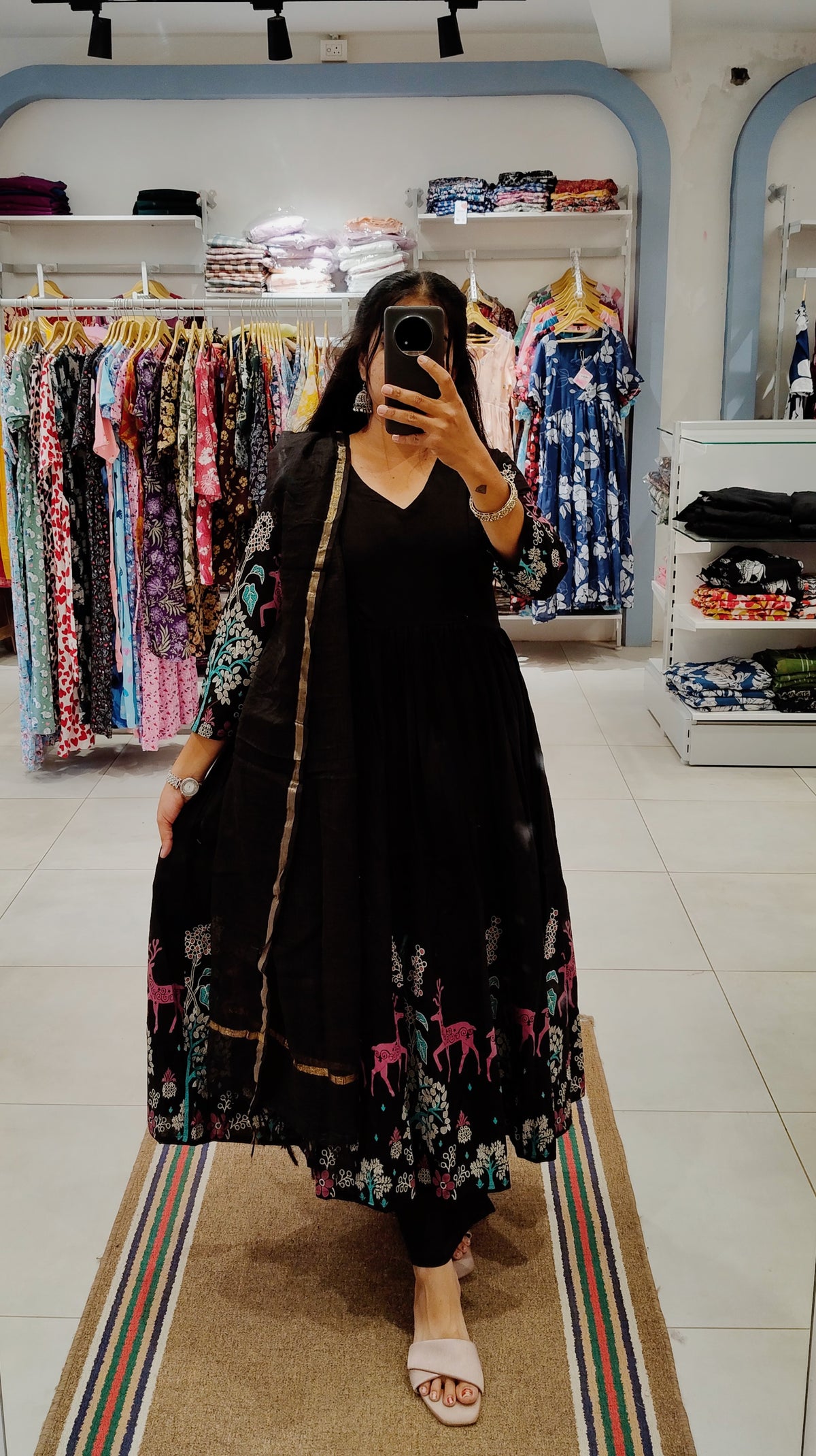Premium Cotton Anarkali Salwar Set-(Top,Bottom,Duppatta)- Feeding/Non Feeding