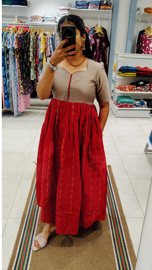 Premium Raw Silk Festive Maxi with Lining Non Feeding Only