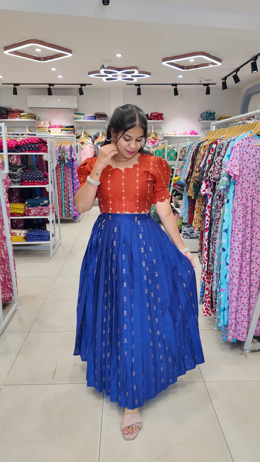 Nila-Crop Top and Skirt (With Lining)