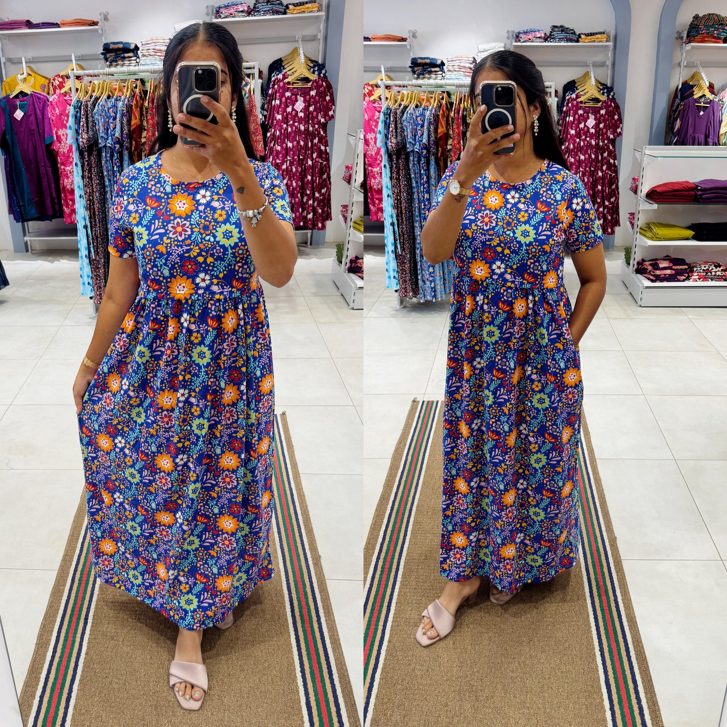 FLR051 Zipless maternity/feeding Loungewear Maxi Pull up Model | Buy 3@1200+ship