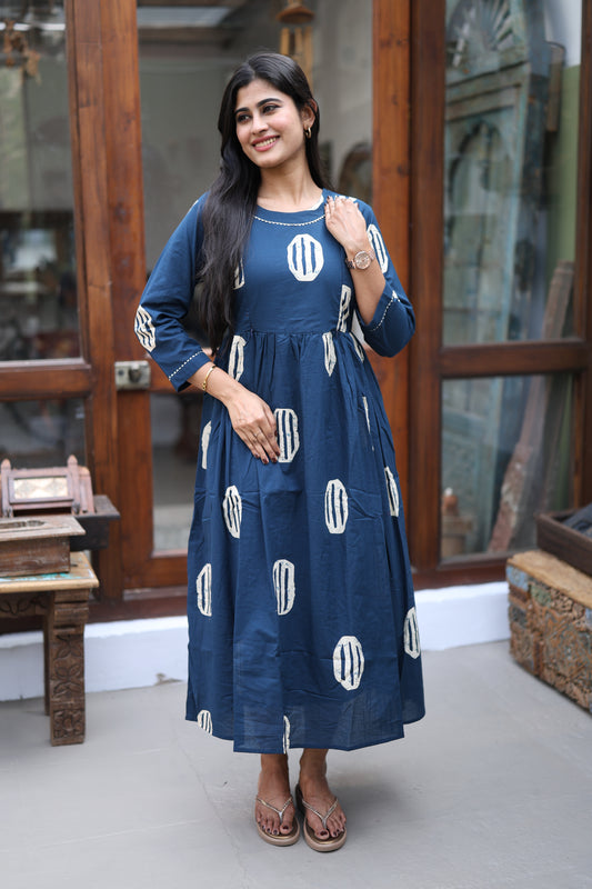 Pure cotton Maxi with lining-Budget Buy ( Feeding/Non Feeding)FC0046( Dark Navy)