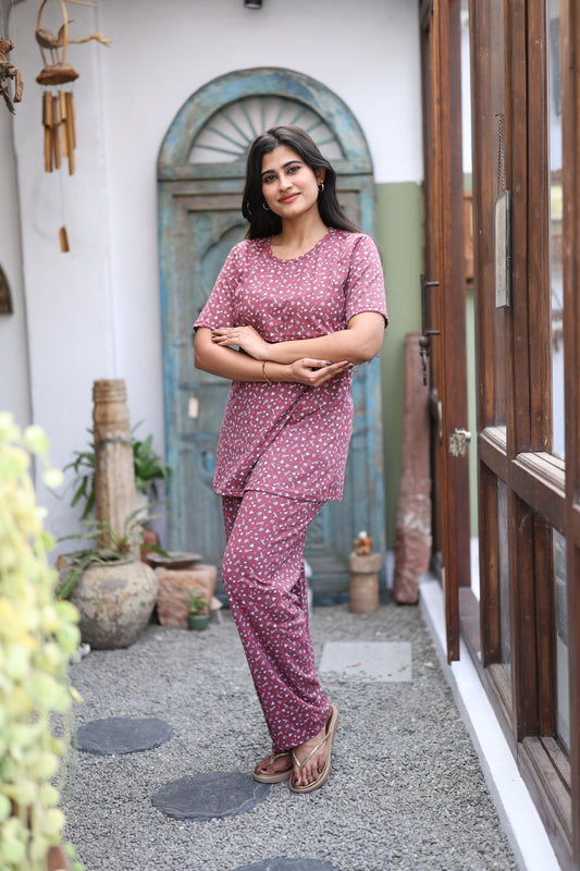 Feeding/Maternity - Hoseiry Cotton Pull up T shirt and Plazzo Set-TP001
