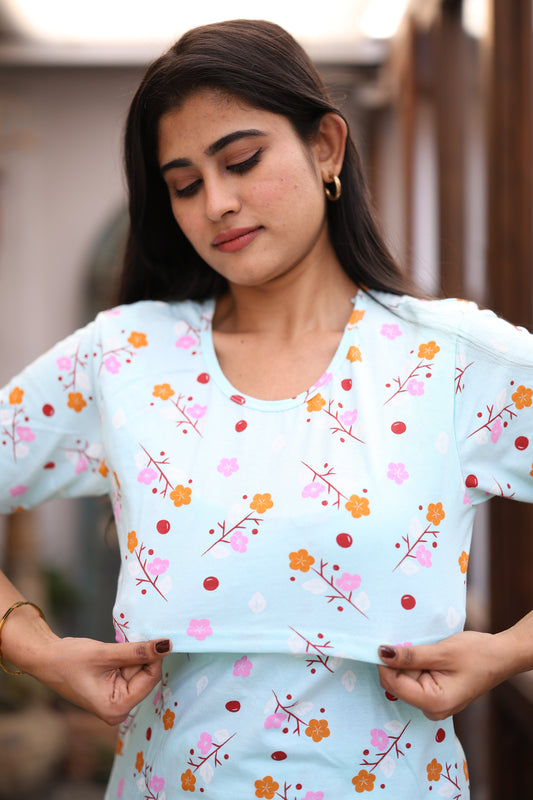 Feeding/Maternity - Hoseiry Cotton Pull up T shirt and Plazzo Set-TP002