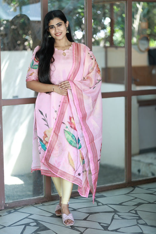 Premium Tissue Digital Printed Kurti and Dupatta Set FC0131