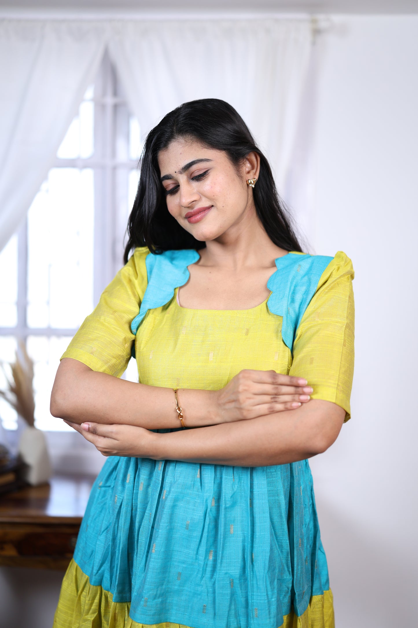 Premium Summer Silk Cotton 3-Tier Maxi Dress | Size M-3XL
