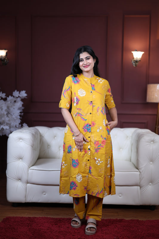 Premium Cotton Printed Coord Set (With Lining)-College/Office wear