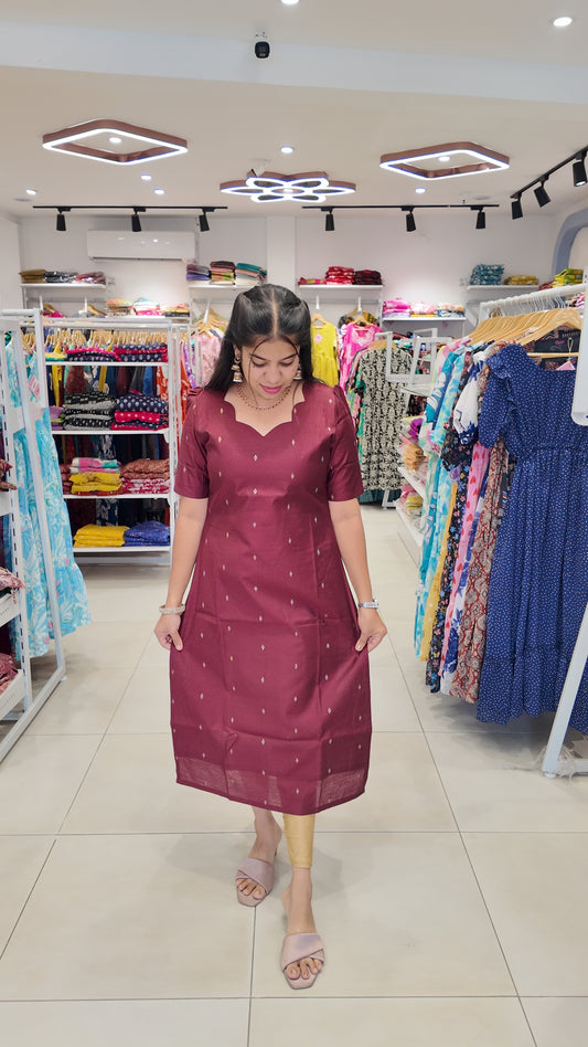 Premium Raw Silk Kurti (With Lining) Non-Feeding