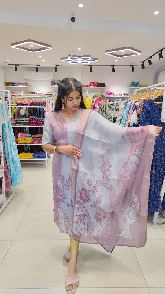 Premium Tissue Digital Printed Kurti and Dupatta Set FC0137