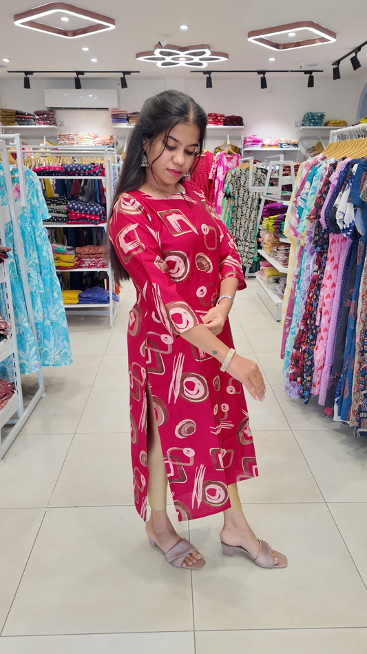 Premium Vatican Cotton Printed Kurti (With Lining) Non-Feeding