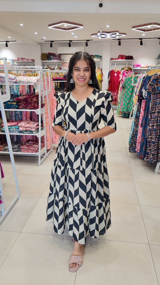 Premium Cotton Printed Maxi- Feeding | With Lining