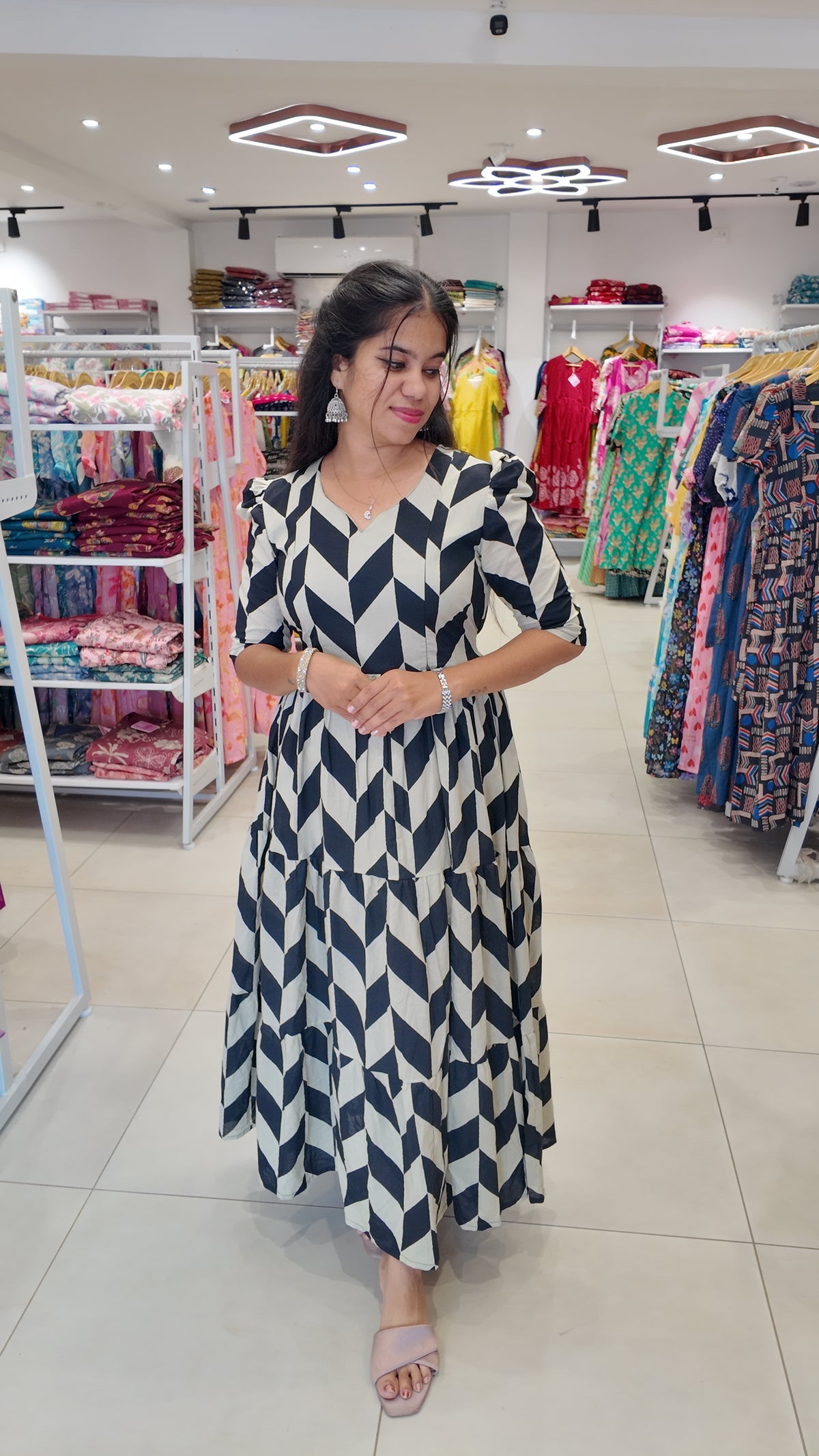 Premium Cotton Printed Maxi- Feeding | With Lining