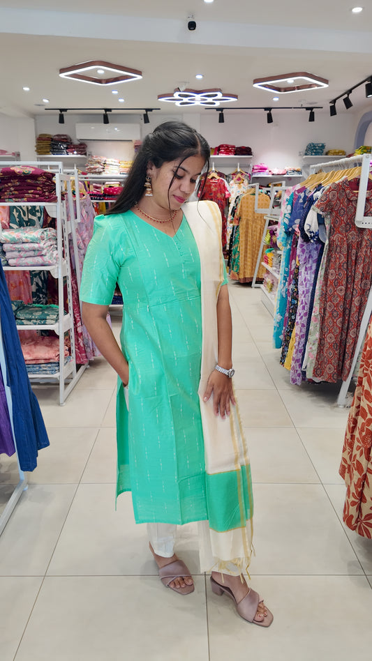 Premium Raw Silk Salwar Set-(Top,Bottom,Duppatta) Feeding FC0656
