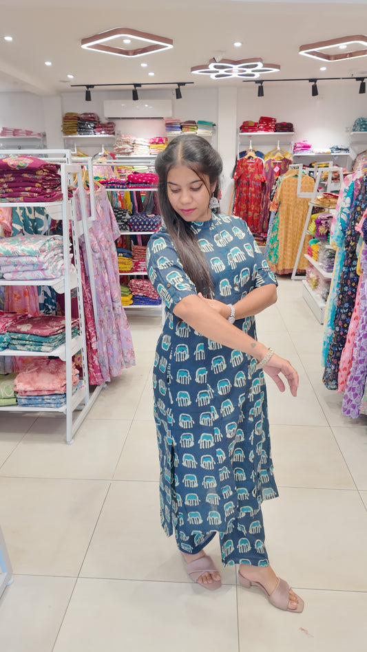 Premium Cotton Printed Coord Set (Without Lining)-College/Office wear