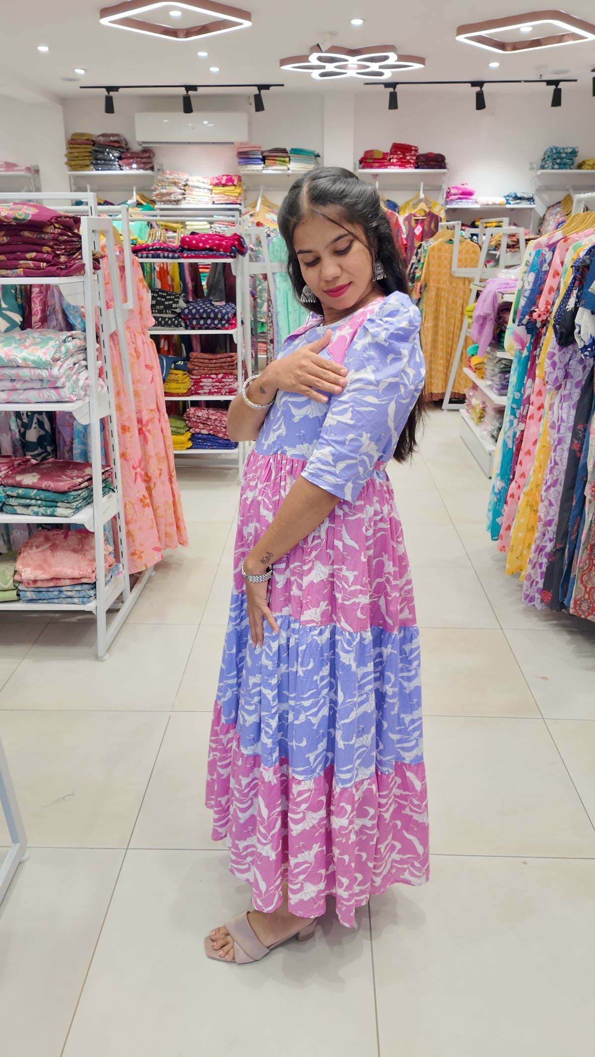 Premium Cotton Printed Maxi- Feeding | With Lining