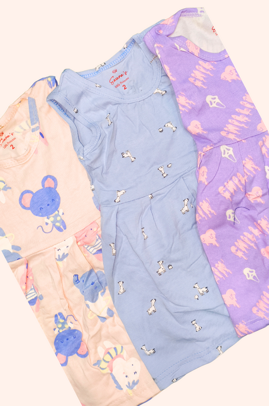 Cotton Sleeve Less Frock for Toddlers Buy 5 @ 499