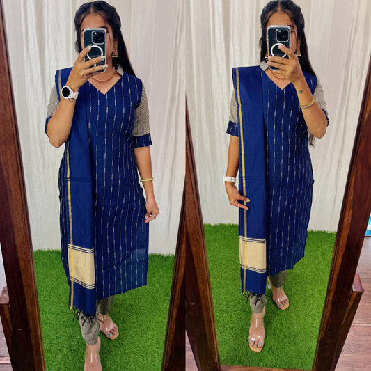 Premium Raw Silk Salwar Set-(Top,Bottom,Duppatta)-Non Feeding Only FC0315