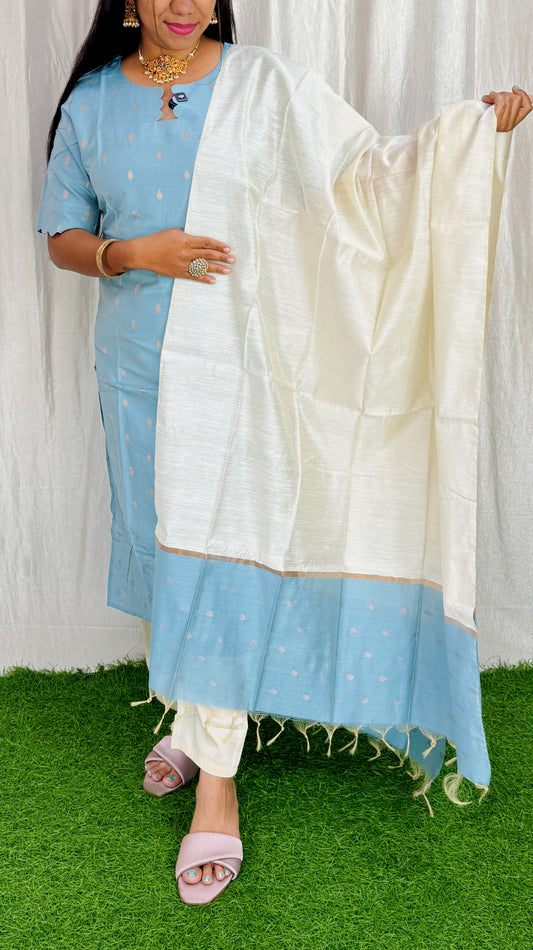 Premium Raw Silk Salwar Set-(Top,Bottom,Duppatta)-Non Feeding Only FC0312