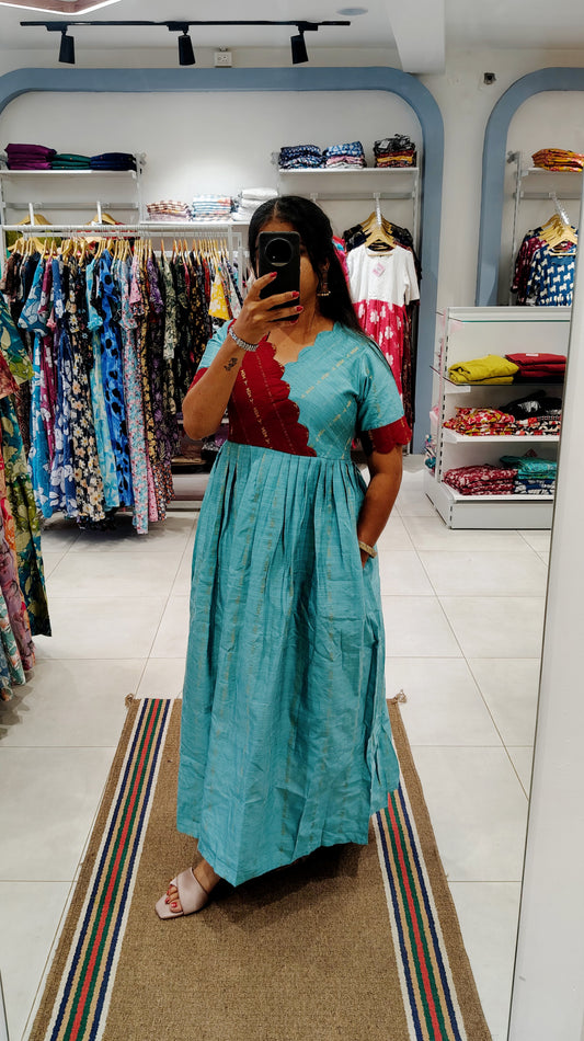 Premium Raw Silk Festive Maxi with Lining Non Feeding Only