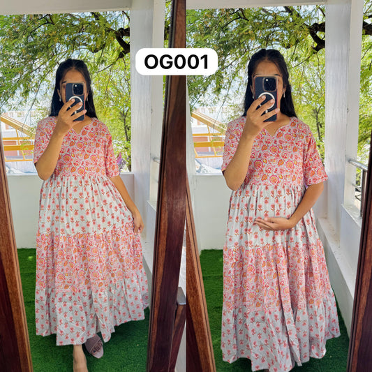 New Feeding/Maternity Pure cotton Maxi with lining