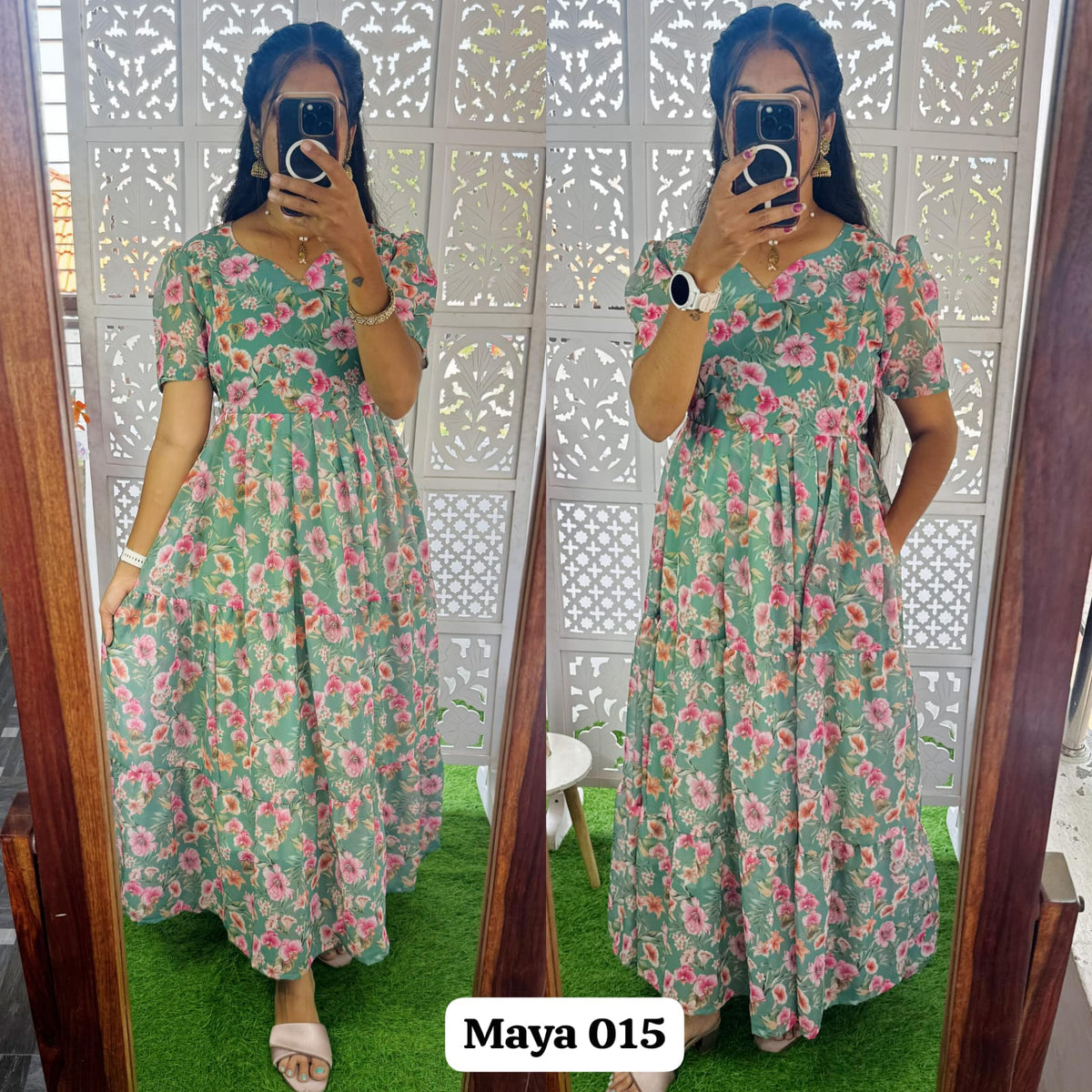 Maya Maxi(2nd Launch)-Feeding Premium Heavy quality Georgette 3-Tier Maxi (With Lining) FC0258