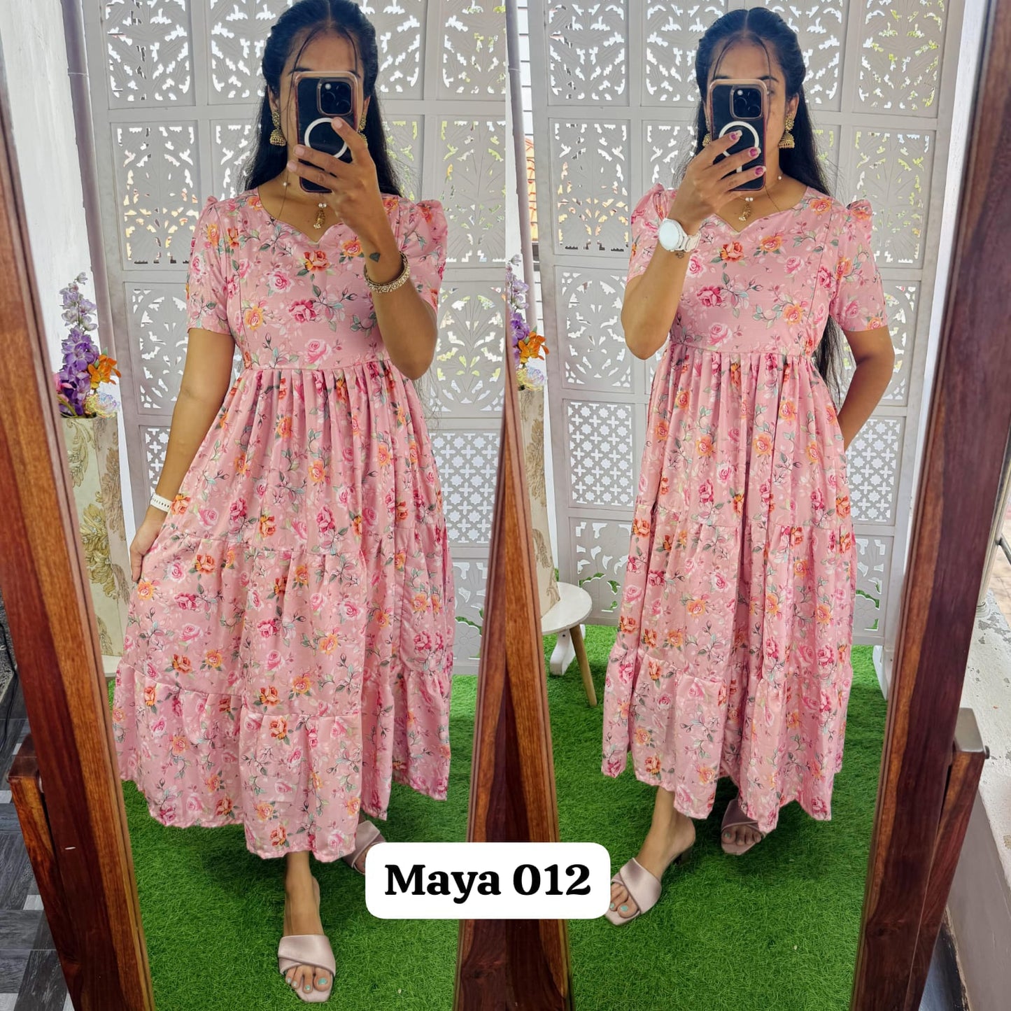 Maya Maxi(2nd Launch)-Feeding Premium Heavy quality Georgette 3-Tier Maxi (With Lining) FC0260