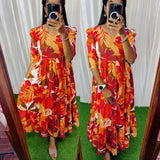 Orange Floral Feeding/Non Feeding Premium Cotton Maxi ( with cotton Lining ) Orange Floral Feeding/Non Feeding Premium Cotton Maxi ( with cotton Lining )