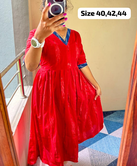 Feeding/Maternity Handloom Ikkat cotton Dress