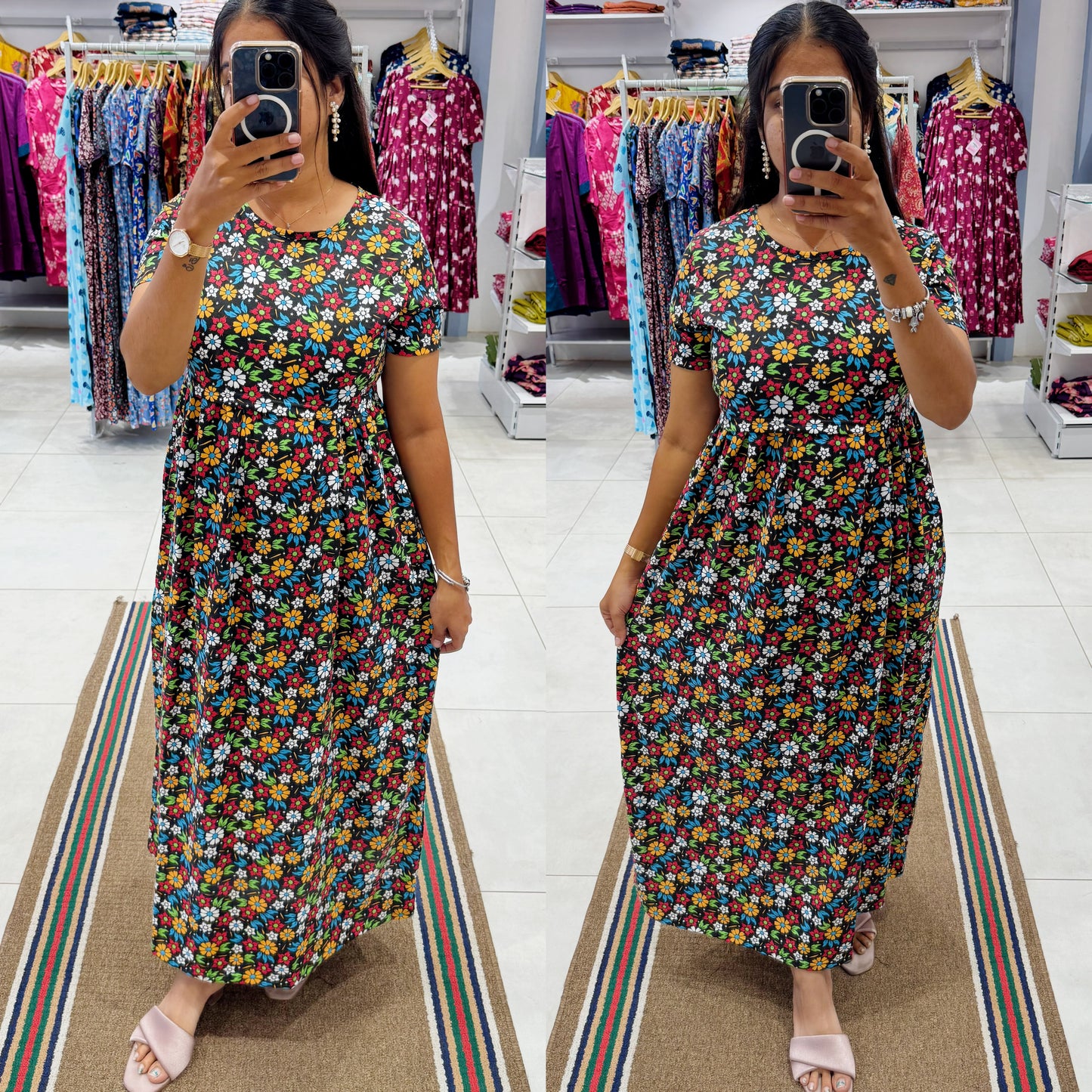 FLR058 Zipless maternity/feeding Loungewear Maxi Pull up Model | Buy 3@1200+ship