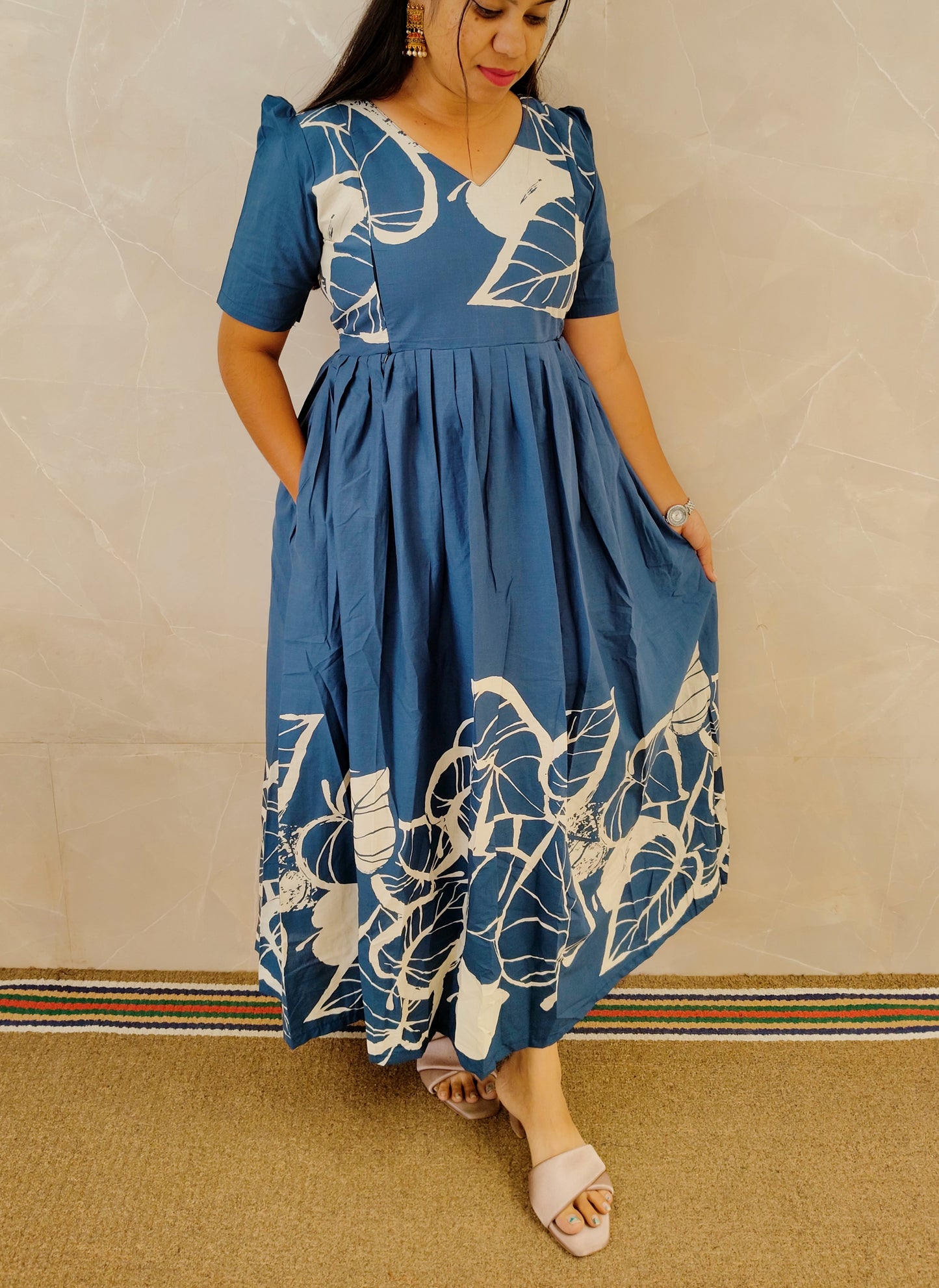 Premium Cotton Daman Print Fabric Maxi with Cotton lining( Feeding Only)