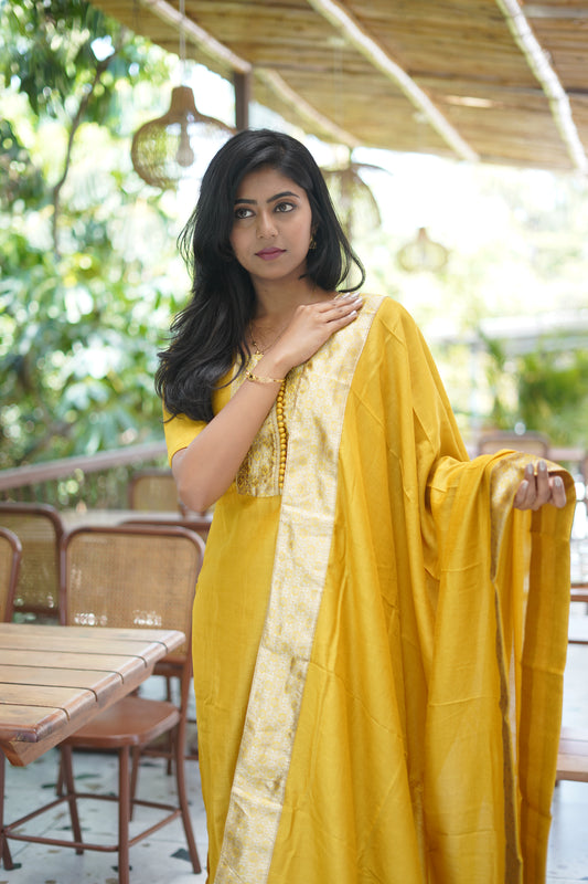 Premium Dupion Silk Salwar Set-(Top,Bottom,Duppatta)-Non Feeding Only