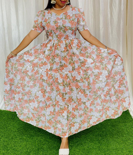 Maya Maxi-Feeding Premium Heavy quality Georgette 3-Tier Maxi (With Lining)FC0249