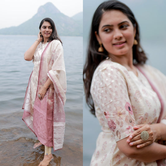 Premium Tissue Digital Printed Kurti and Dupatta Set FC0134