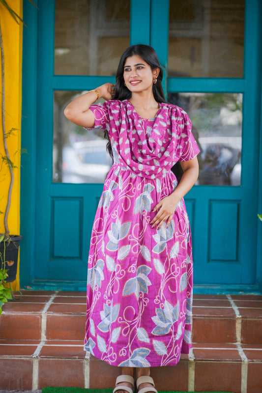 2 in 1 Cotton Maxi with Detachable Duppata ( Centre zip and Lining attached) FC0015
