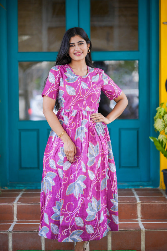 2 in 1 Cotton Maxi with Detachable Duppata ( Centre zip and Lining attached) FC0015