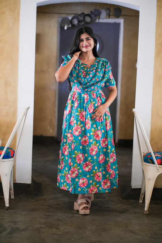 2 in 1 Cotton Maxi with Detachable Duppata ( Centre zip and Lining attached) FC0014