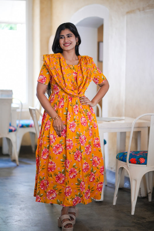 2 in 1 Cotton Maxi with Detachable Duppata ( Centre zip and Lining attached) FC0013