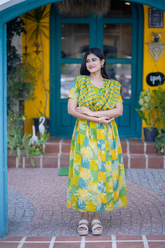 2 in 1 Cotton Maxi with Detachable Duppata ( Centre zip and Lining attached) FC0011