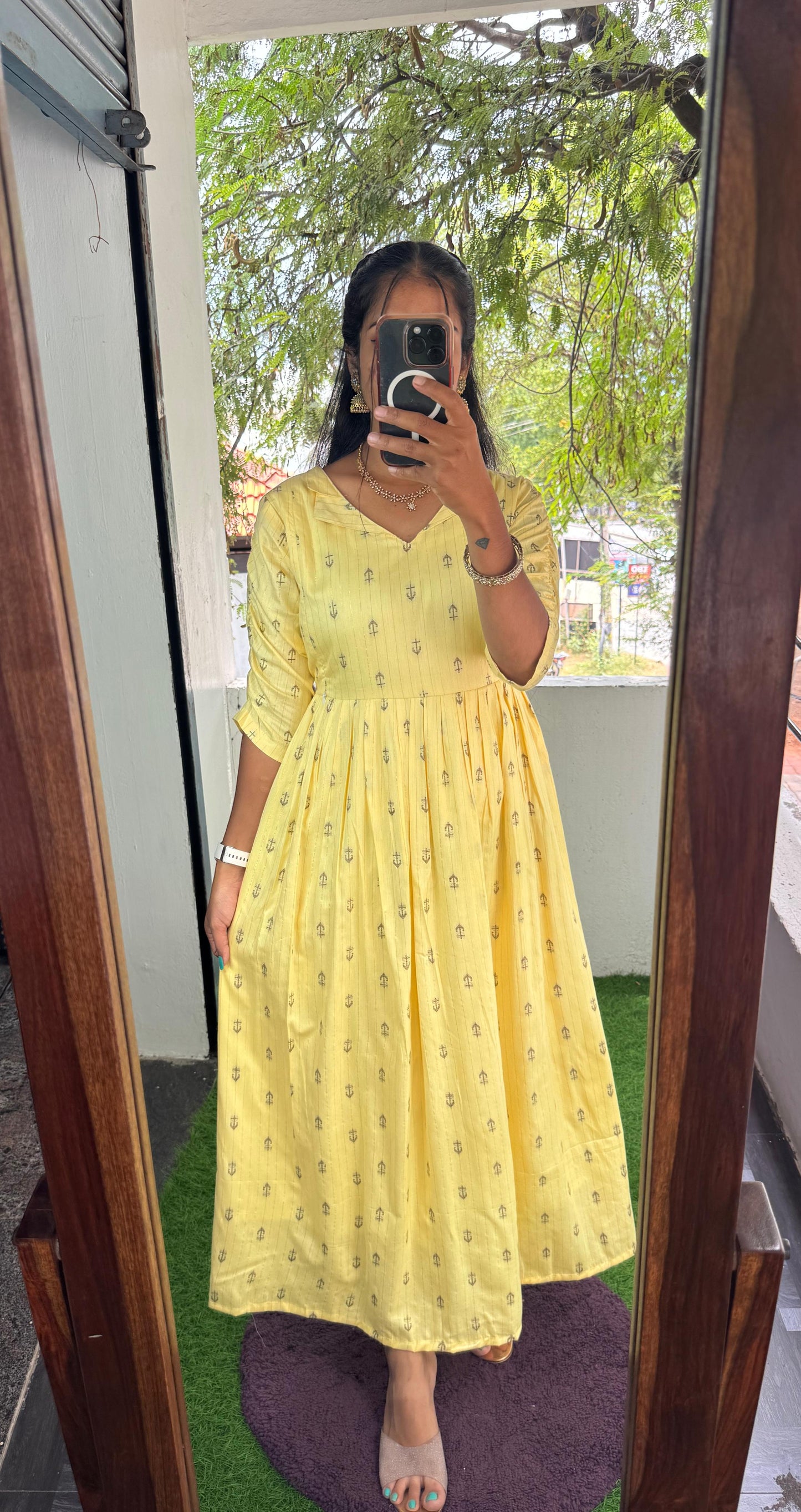 Rich and Premium Handloom Cotton Pleated Maxi- Feeding/Non feeding FC0160