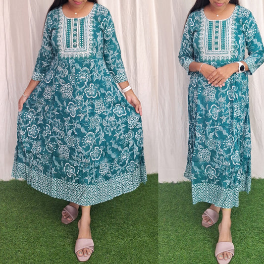 Buy 1 Get 1 Free Rayon Embroidery Kurti( without lining) ( Non Feeding only)-064