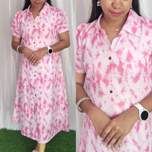 Buy 1 Get 1 Free Hakoba Cotton Aline Dress (with Lining) ( Non Feeding only)-088