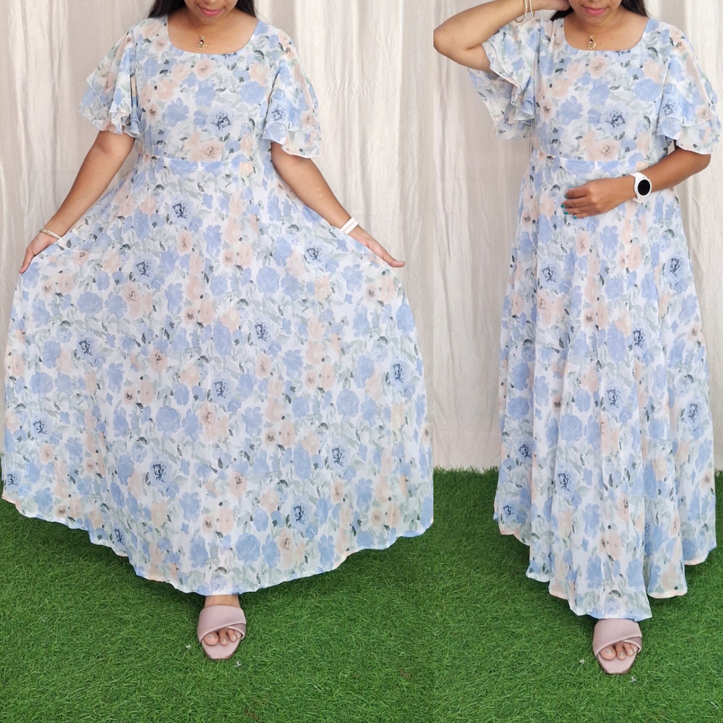 Georgette Maxi Short Sleeves inside(with Lining) ( Non Feeding only)