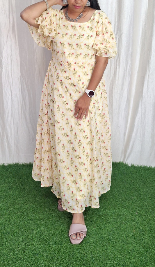 Georgette Maxi Short Sleeves inside(with Lining) ( Non Feeding only)