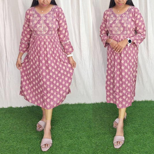 Buy 1 Get 1 Free Rayon Embroidery Kurti( without lining) ( Non Feeding only)-072