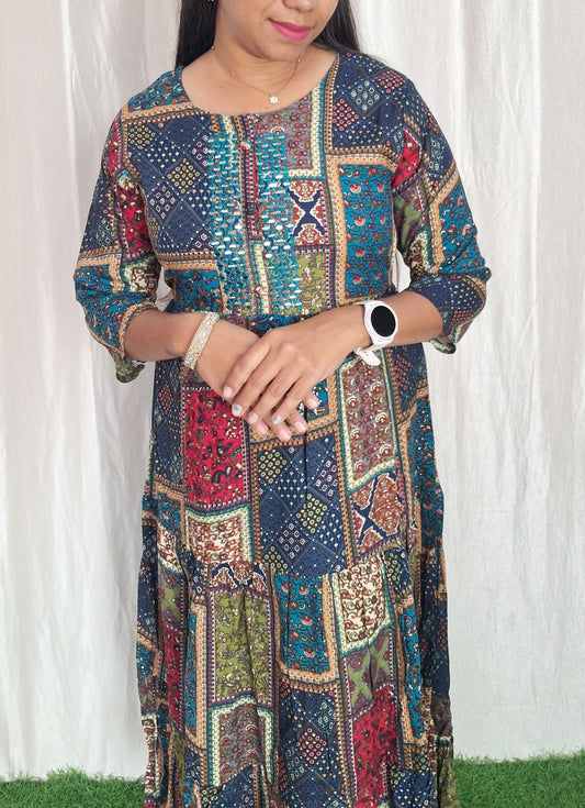 Buy 1 Get 1 Free Rayon Work Kurti( without lining) ( Non Feeding only)