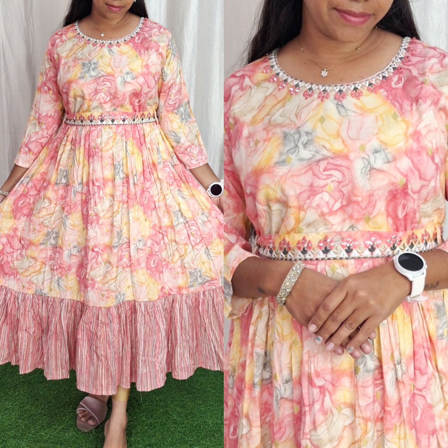 Cotton Embroidery Kurti( with lining) ( Non Feeding only)-128