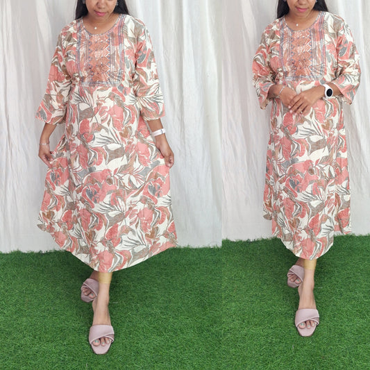 Buy 1 Get 1 Free Rayon Embroidery Kurti( without lining) ( Non Feeding only)-078