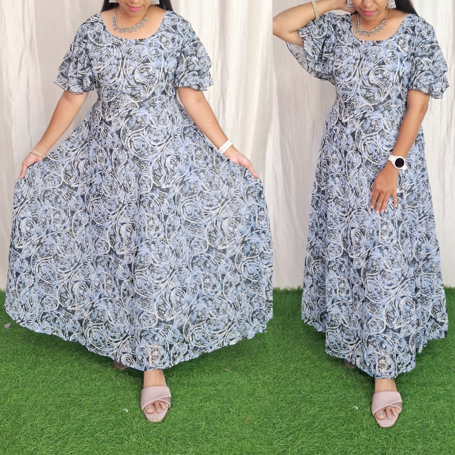 Georgette Maxi (with Lining) ( Non Feeding only)-113