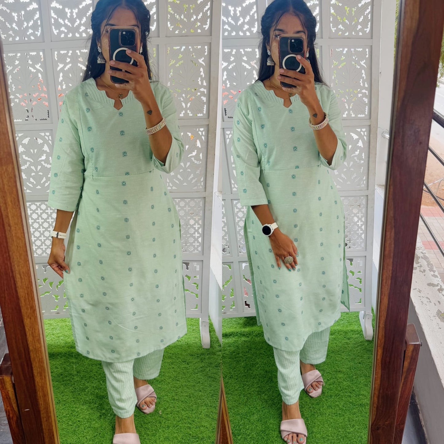 Premium Handloom Cotton with butta weaves Coord Set- Feeding FC0118