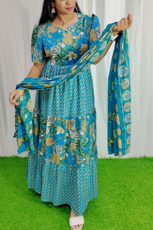 Premium Cotton Fabric Maxi and Duppata with Cotton lining FC0096